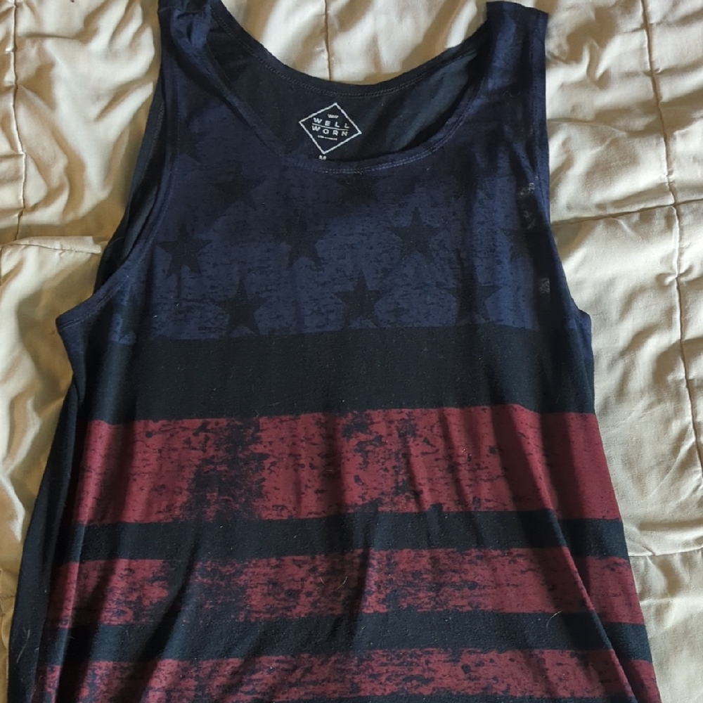 Patriotic Tank Top with Stars and Stripes